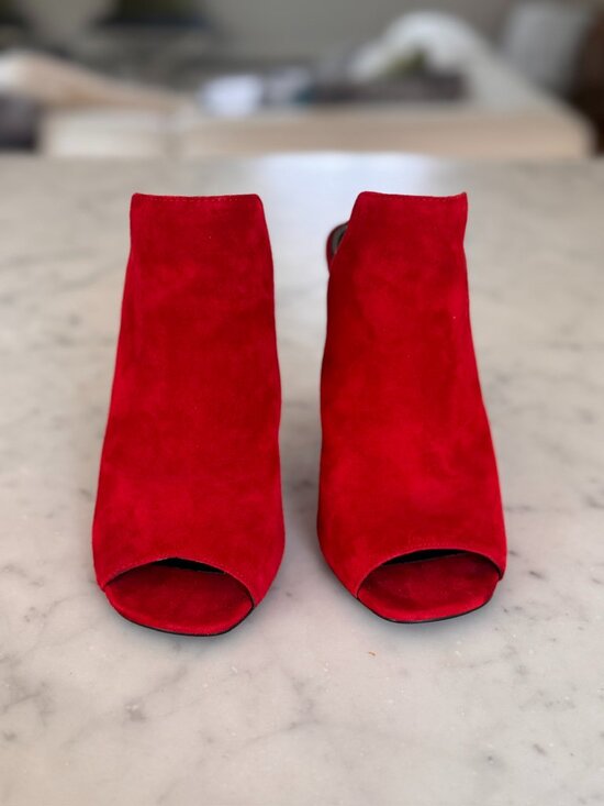 Steve Madden Red Suede Open Toe Stiletto - Picture 3 of 6